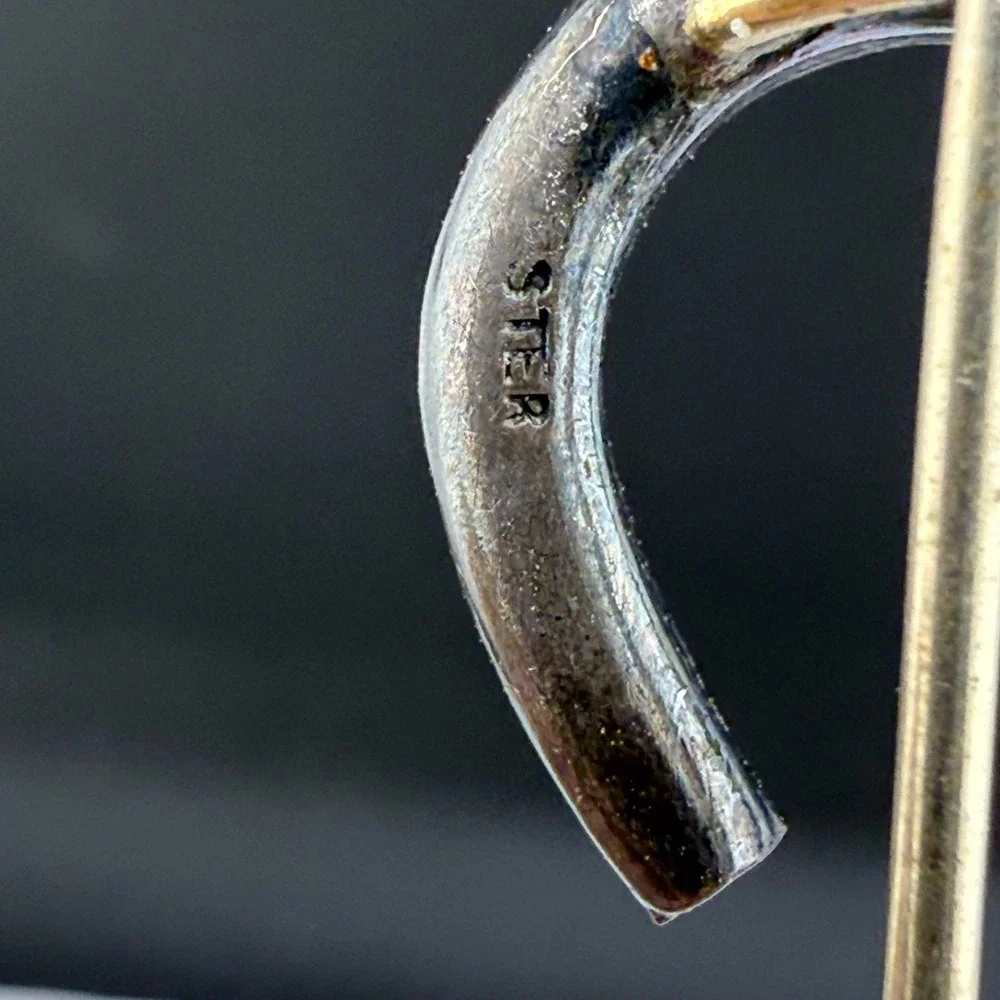 Vintage Estate Stick Pin Silver Rhinestone Horseshoe Victorian Luck 2.0g